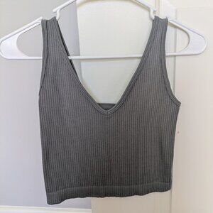 Free People womens gray ribbed crop tank fp movement style size S